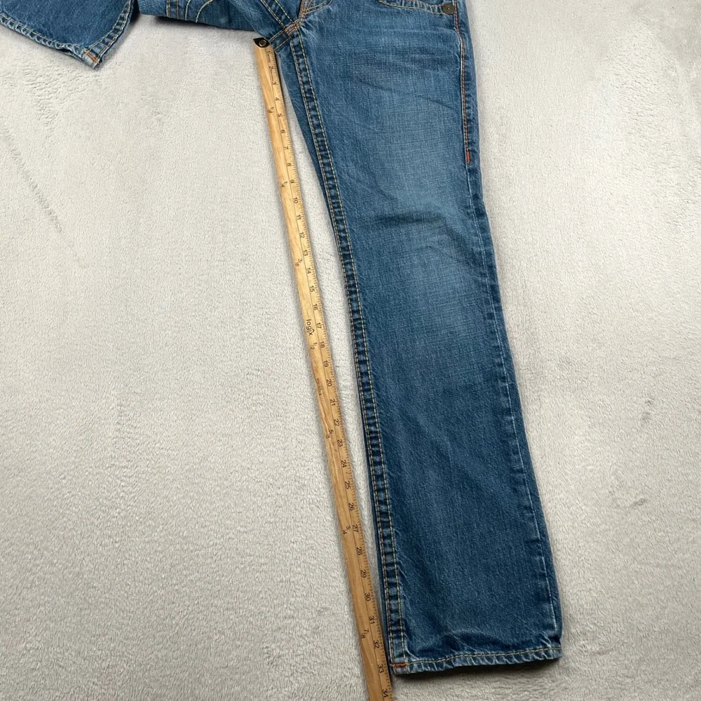True Religion Bobby Big T Jeans Mens 29x33 Blue Western Contrast Stitch USA Made